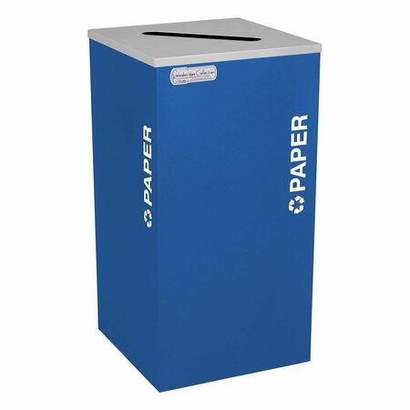HOT HOUSE DESIGNS 18-gal recycling recptacle- square top and Plastic decal- Royal Blue Texture finish HO3513296